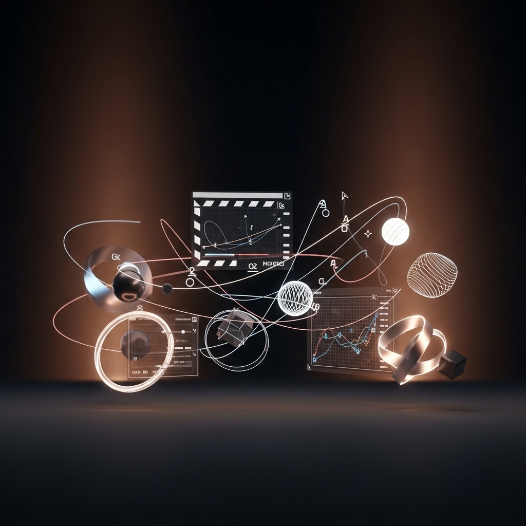 Logo animasyonu, dikey video kareleri, açıklayıcı animasyon sahnesi, 3D ürün renderı ve LED ekran mock-up’ı içeren motion sistem tahtası görseli